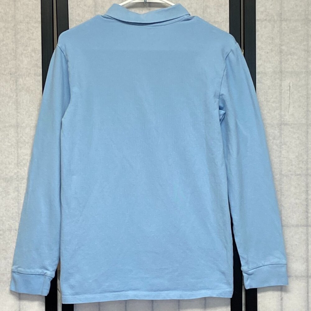 Old Navy XXL Polo Shirt Long Sleeve Two Button Stretch Knit Light Blue Uniform - Picture 2 of 11